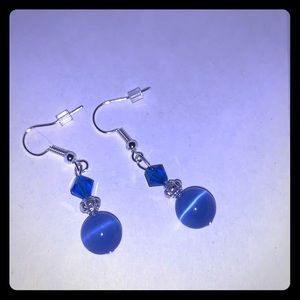 Silver/Blue Tigers Eye Earrings